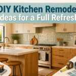 A contemporary kitchen with various DIY remodel ideas displayed.