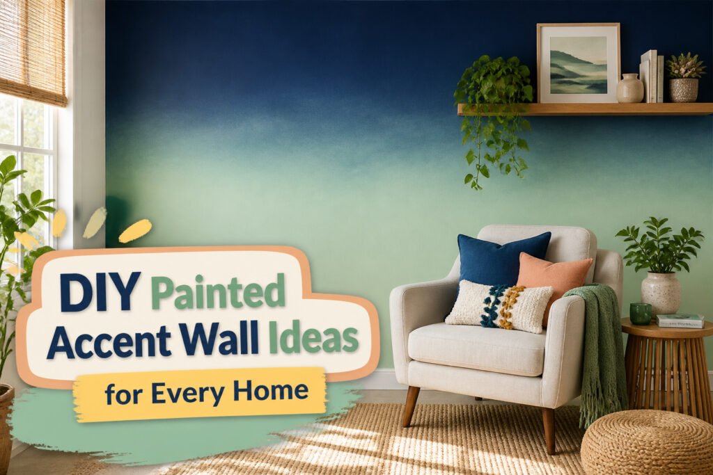 A living room with a bold accent wall and stylish decor.