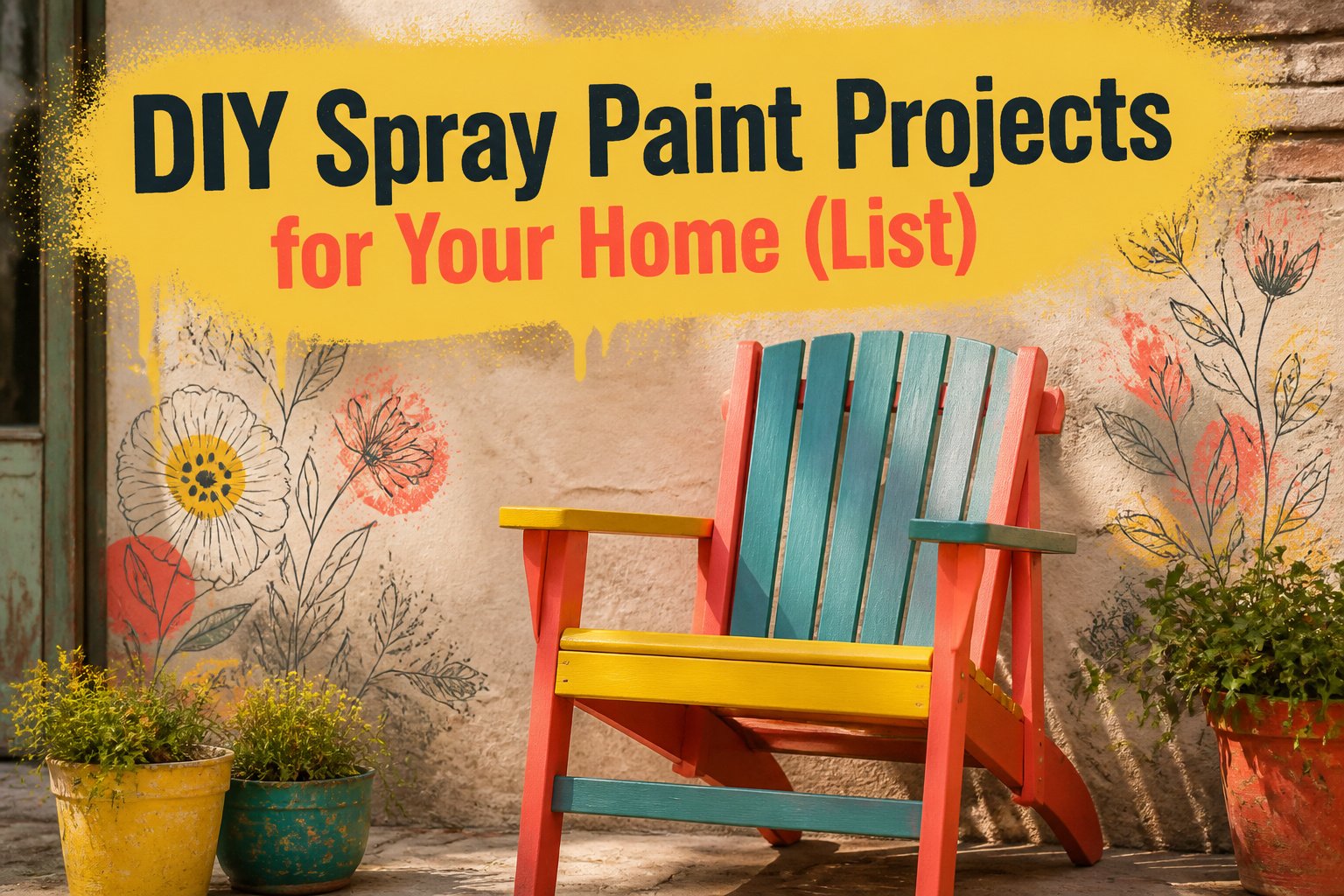 Various home decor items showcasing vibrant spray paint finishes.