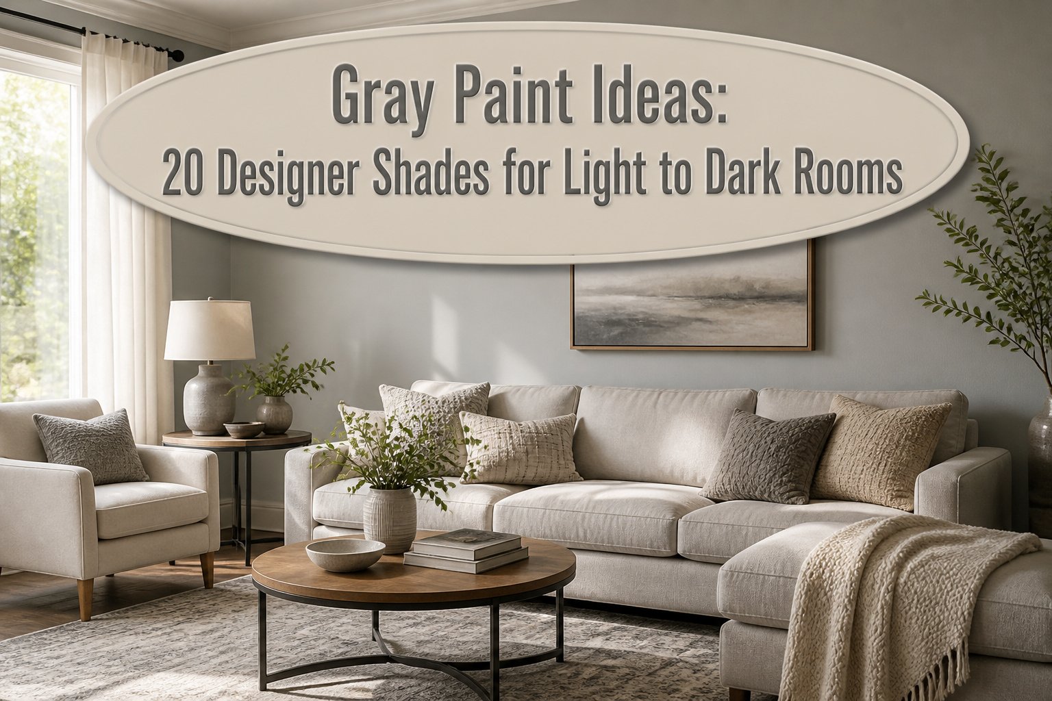 A visual display of various gray paint colors for home interiors.
