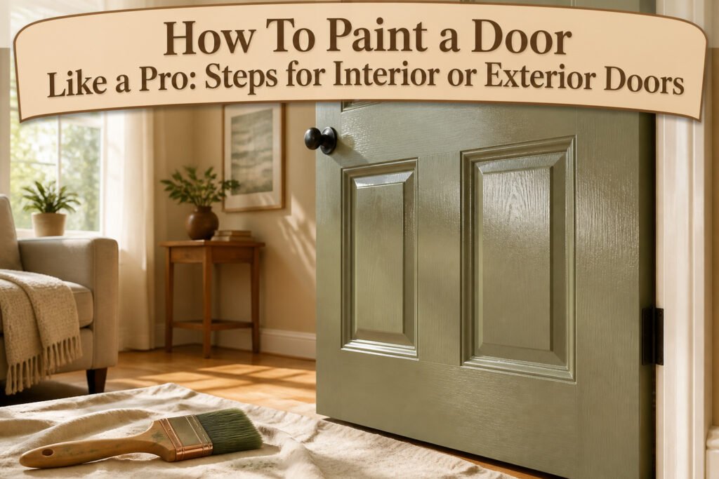 A brightly painted door with a smooth finish in a cozy entryway.