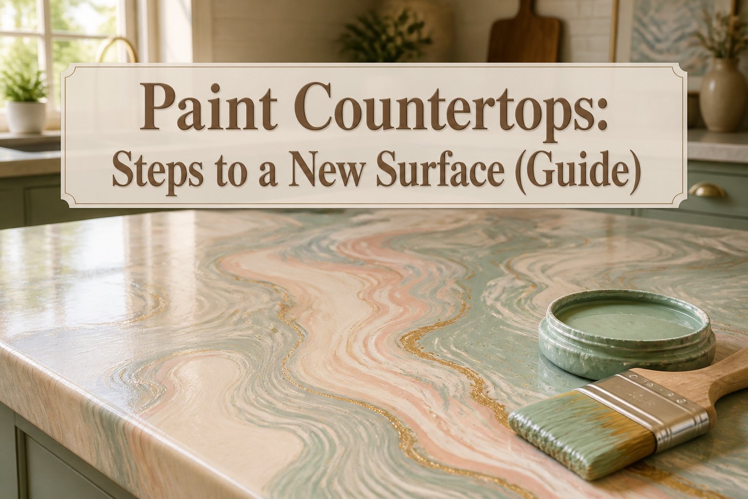 A beautifully painted countertop showcasing a modern kitchen design.