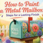 A newly painted metal mailbox with a glossy finish ready for installation.
