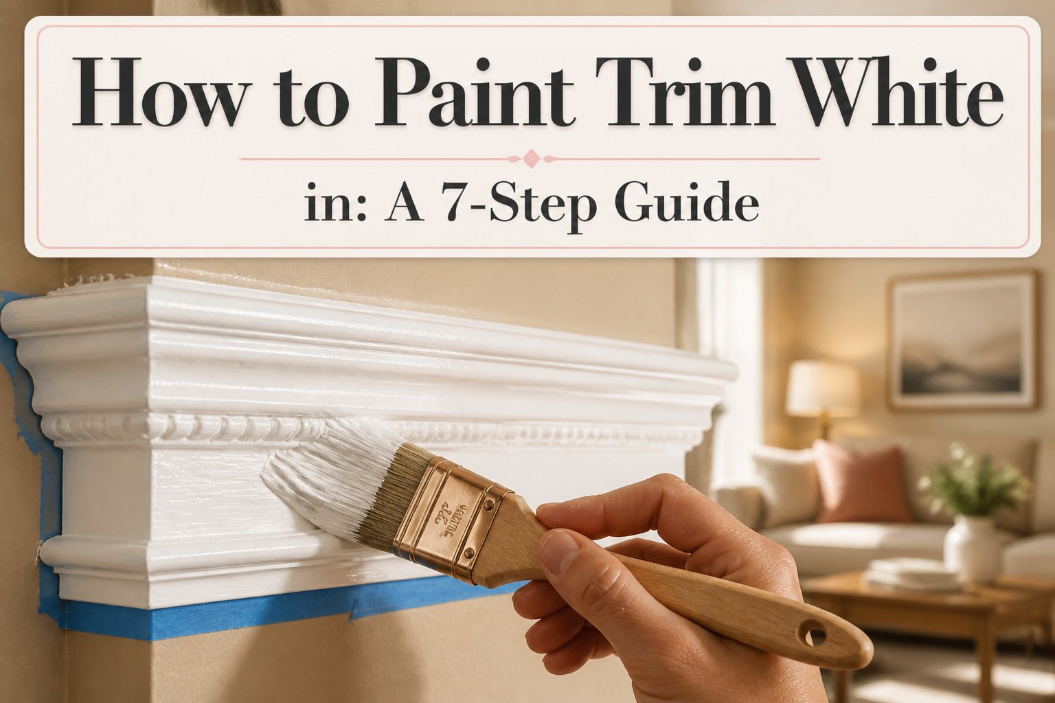 Freshly painted white trim against a wall, highlighting clean edges.