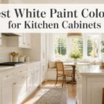 Various styles of white kitchen cabinets displayed in a bright kitchen.